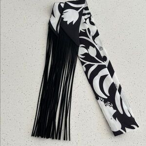 Black and White twilly with Fringe